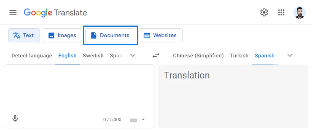 adding documents to Google Translate